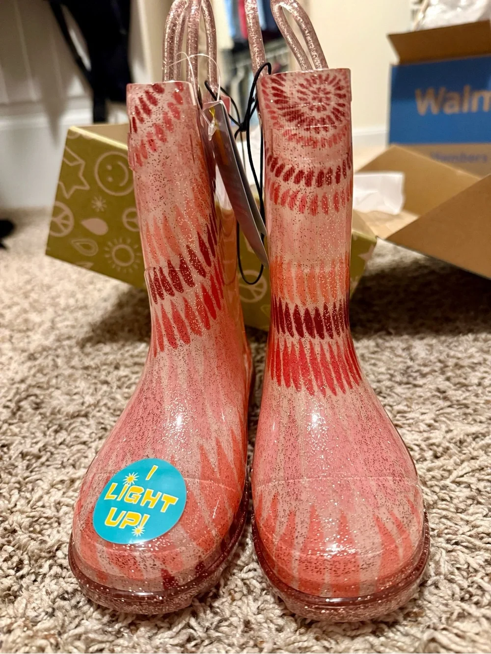 Western Chief NWT Girls' Pink Tye Dye Rain Boots Size 10 toddler